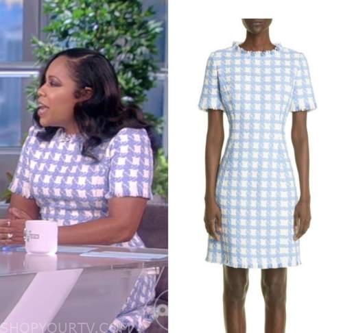 The View: June 2022 Lindsey Granger's Blue and White Houndstooth Check ...