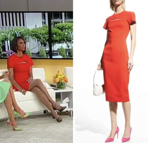 outnumbered, harris faulkner, red cutout sheath dress