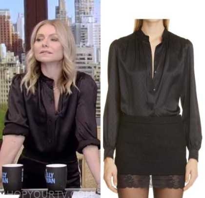 Live with Kelly and Ryan: June 2022 Kelly Ripa's Black Silk Jacquard ...