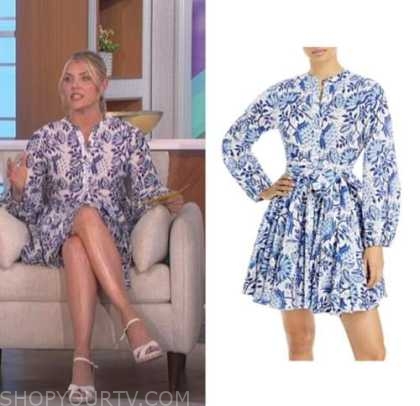 The Talk: June 2022 Amanda Kloots's Blue and White Floral Dress ...