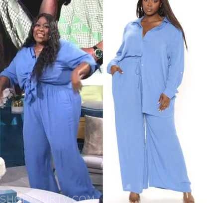 E! News: Daily Pop June 2022 Loni Love's Blue Shirt and Pants Set ...