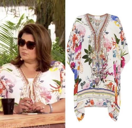 The View: June 2022 Ana Navarro's White Floral Lace-Up Tunic Top ...