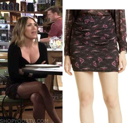 elizabeth hendrickson, chloe mitchell, the young and the restelss, black ruched skirt