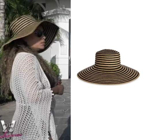 the view, sunny hostin, striped straw hat