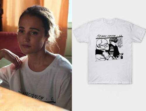 Alicia Vikander wears navy shirt and black jeans while filming HBO series  Irma Vep in Paris