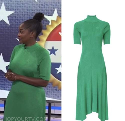 makho ndlovu, the today show, green ribbed knit midi dress