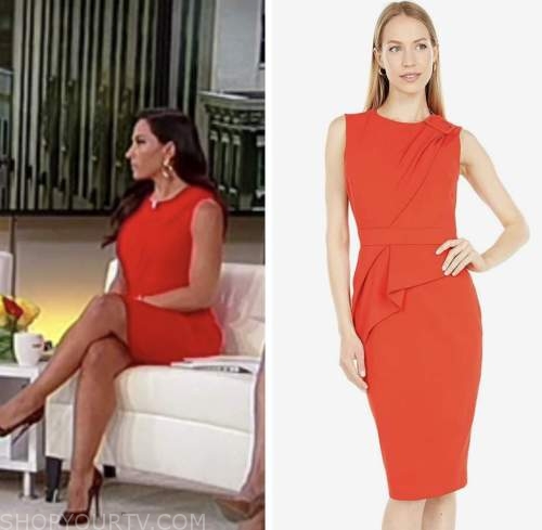 outnumbered, emily compagno, red buckle dress