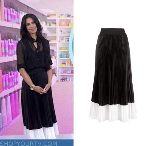 dr. natalie azar, the today show, black and white pleated midi skirt
