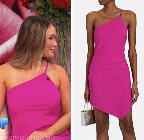 rachel recchia, E! news, daily pop, hot pink one-shoulder dress