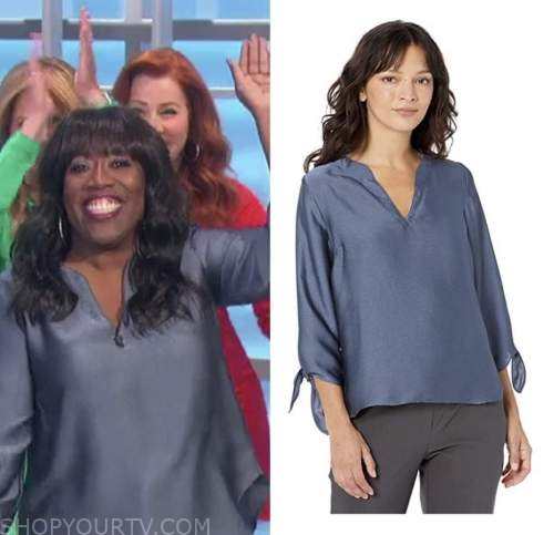 sheryl underwood, blue satin top, the talk