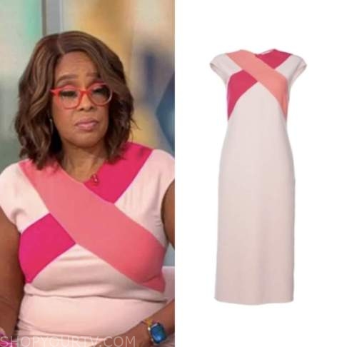 gayle king, cbs mornings, pink crisscross dress