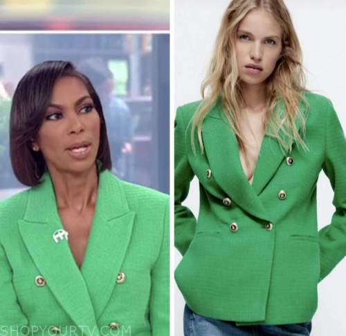 harris faulkner, outnumbered, green textured blazer