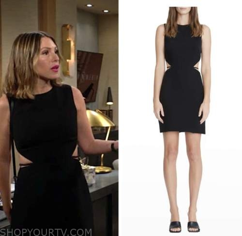 chloe mitchell, elizabeth hendrickson, the young and the restless, black cutout waist dress