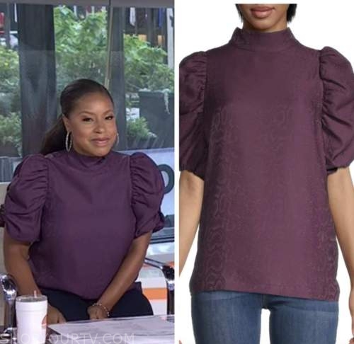 the today show, sheinelle jones, purple snakeskin top