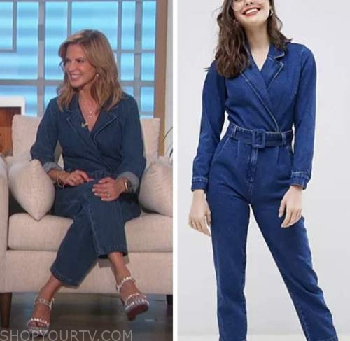 The Talk: July 2022 Natalie Morales's Denim Blazer Belted Jumpsuit ...