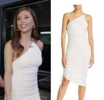 Extra: July 2022 Gabby Windey's White Ruched One-Shoulder Dress | Shop ...