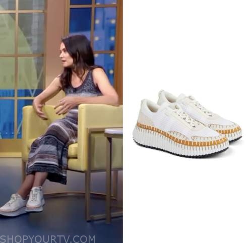 katie holmes, good morning america, white mesh sneakers