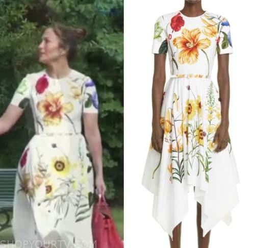 jennifer lopez, honeymoon dress, white floral midi dress, extra