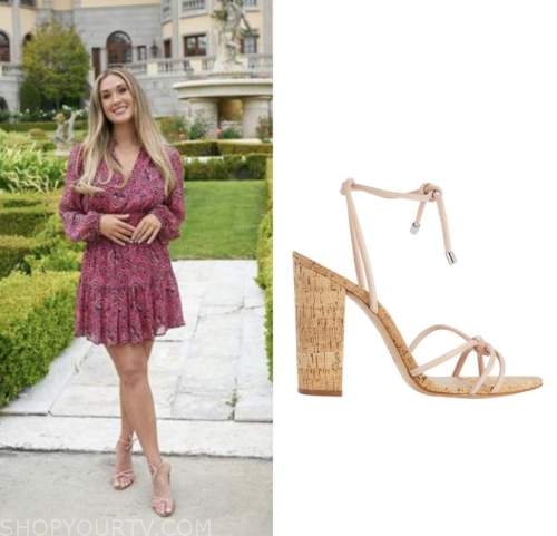 rachel recchia, the bachelorette, beige wood sandals heels