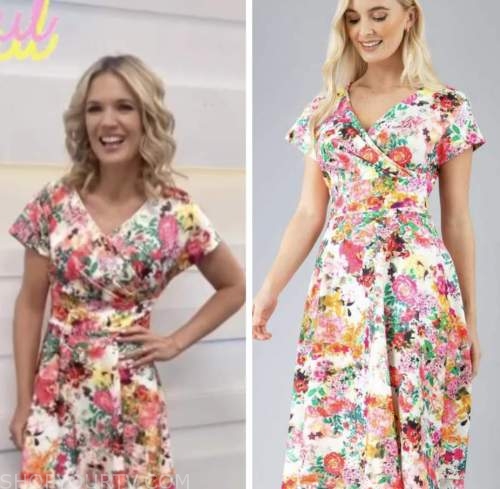 good morning britain, floral dress, charlotte hawkins
