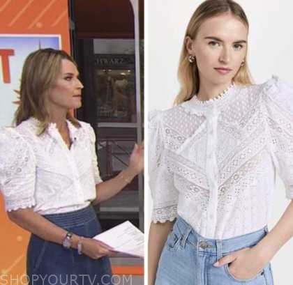 The Today Show: July 2022 Savannah Guthrie's White Embroidered Eyelet ...