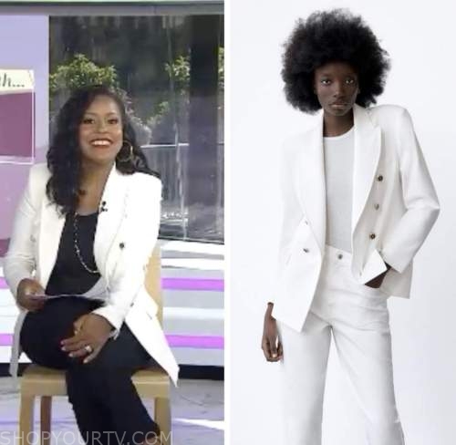 sheinelle jones, the today show, white double breasted blazer