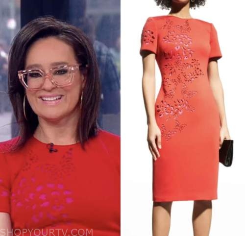kennedy, outnumbered, red laster cut sheath dress