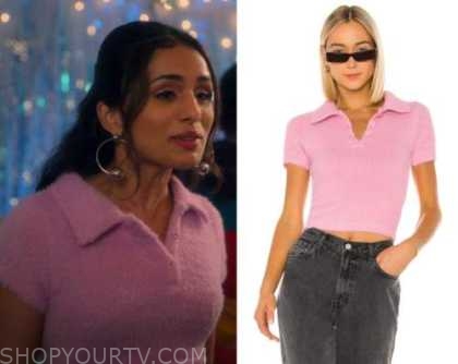 Boo Bitch: Season 1 Episode 4 Riley's Pink Fuzzy Polo Top | Shop Your TV
