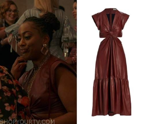 Good Trouble: Season 4 Episode 10 Malika's Brown Leather Cut Out Dress ...
