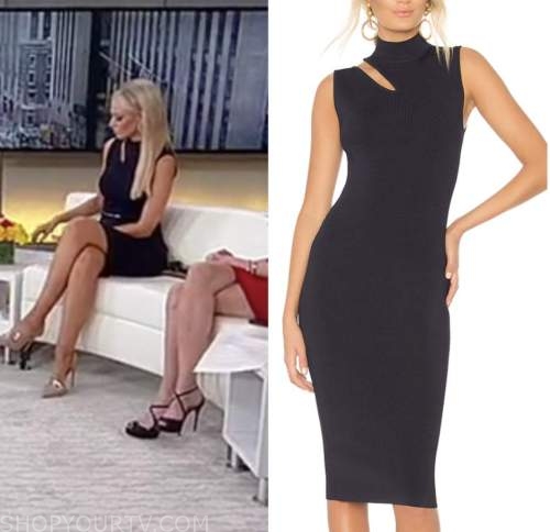 carley shimkus, navy blue cutout knit dress, outnumbered
