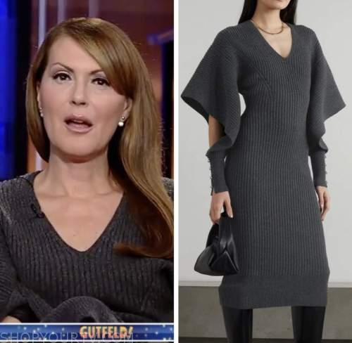 dagen mcdowell, gutfeld, grey cutout knit dress
