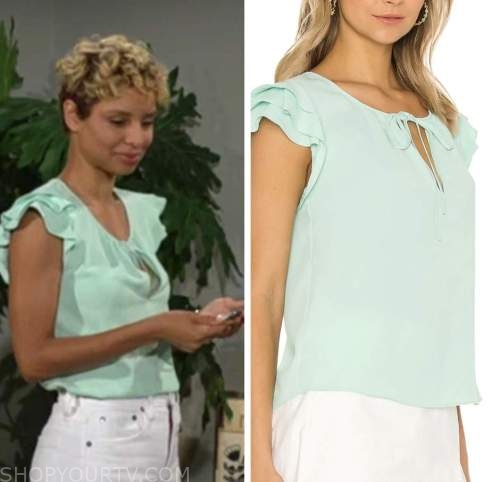 brytni sarpy, elena dawson, the young and the restless, mint green top