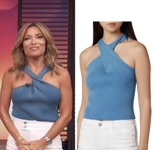 Access Hollywood: August 2022 Kit Hoover's Blue Ribbed Knit Twist ...