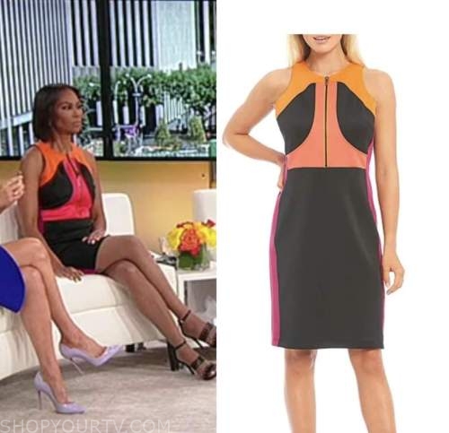 harris faulkner, colorblock sheath dress, outnumbered, fox news
