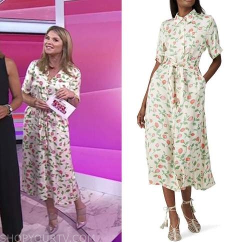 the today show, hoda and jenna, jenna bush hager, white and pink floral shirt dress