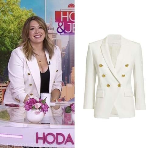 the today show, michelle collins, hoda and jenna, white double breasted blazer