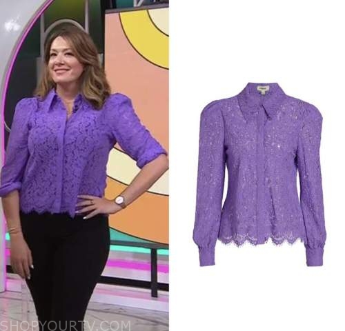 the today show, michelle collins, hoda and jenna, purple lace shirt blouse