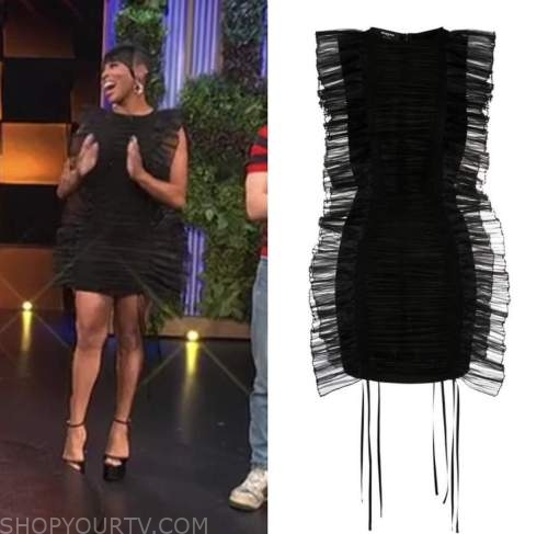 brandee evans, E! news, daily pop, black ruffle trim dress