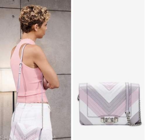 the young and the restless, elena dawson, brytni sarpy, quilted colorblock bag