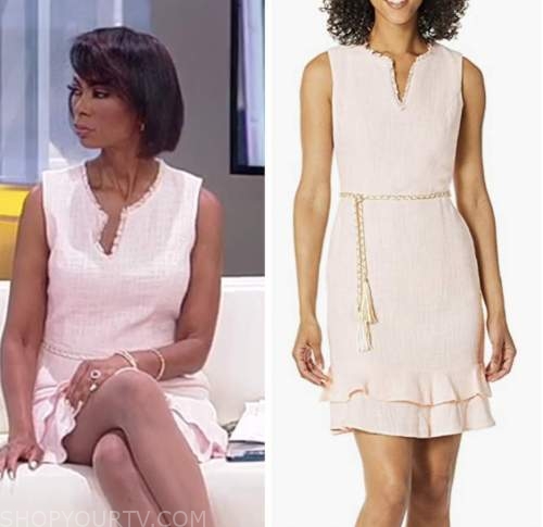 harris faulkner, outnumbered, pink tweed dress