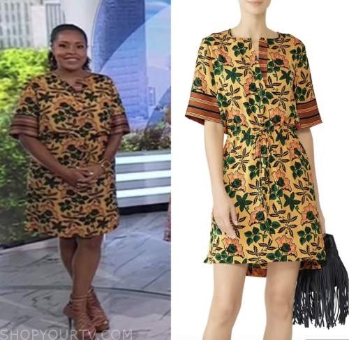 the today show, sheinelle jones, yellow floral printed dress