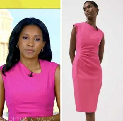 Good Morning America: August 2022 Rachel Scott's Hot Pink Sheath Dress ...