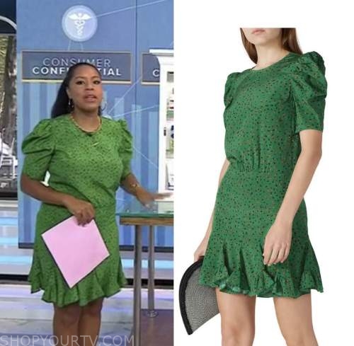 the today show, sheinelle jones, green floral dress