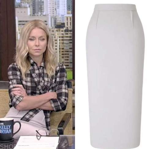 Live with Kelly and Ryan: August 2022 Kelly Ripa's Grey Pencil Skirt ...