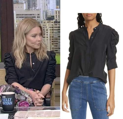 Live with Kelly and Ryan: August 2022 Kelly Ripa's Black Silk Ruched ...