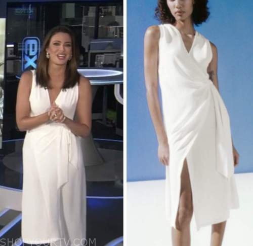 jenn lahmers, extra, white wrap dress
