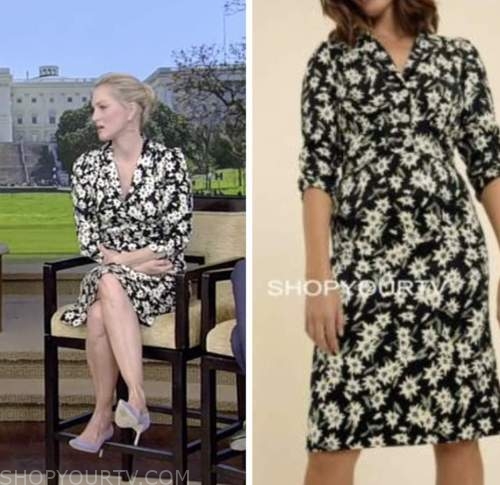 ali wentworth, live with kelly and ryan, black and white floral dress