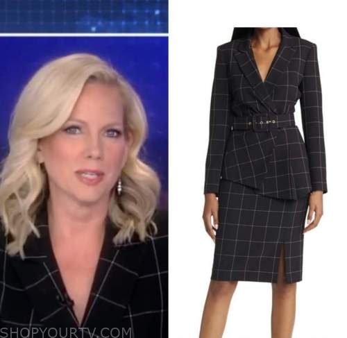 fox news at night, black windowpane blazer, shannon bream