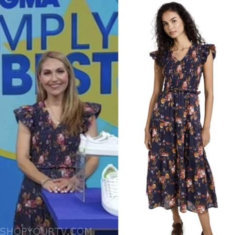 lori bergamotto, blue floral midi dress, good morning america