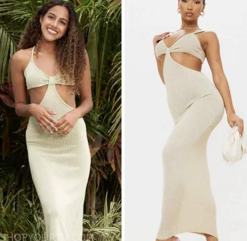 teddi wright, beige knit cutout dress, bachelor in paradise